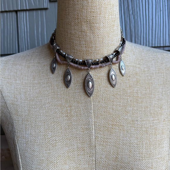Free People Jewelry - New🌟Free People-Elegant Silver and Black Choker Necklace